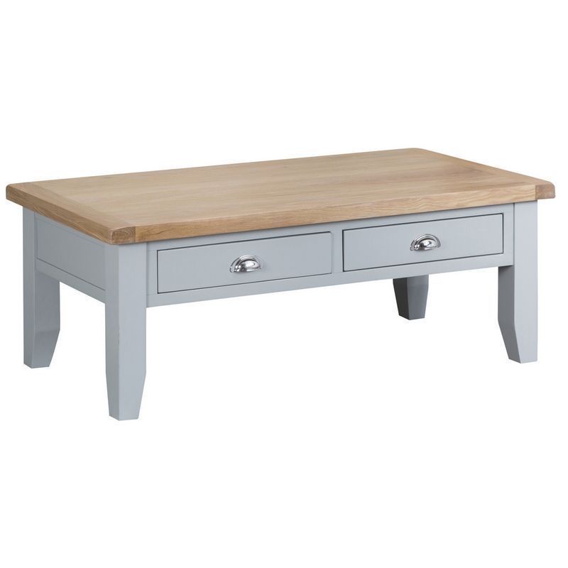 Lighthouse Large Coffee Table Grey & Oak 2 Drawer